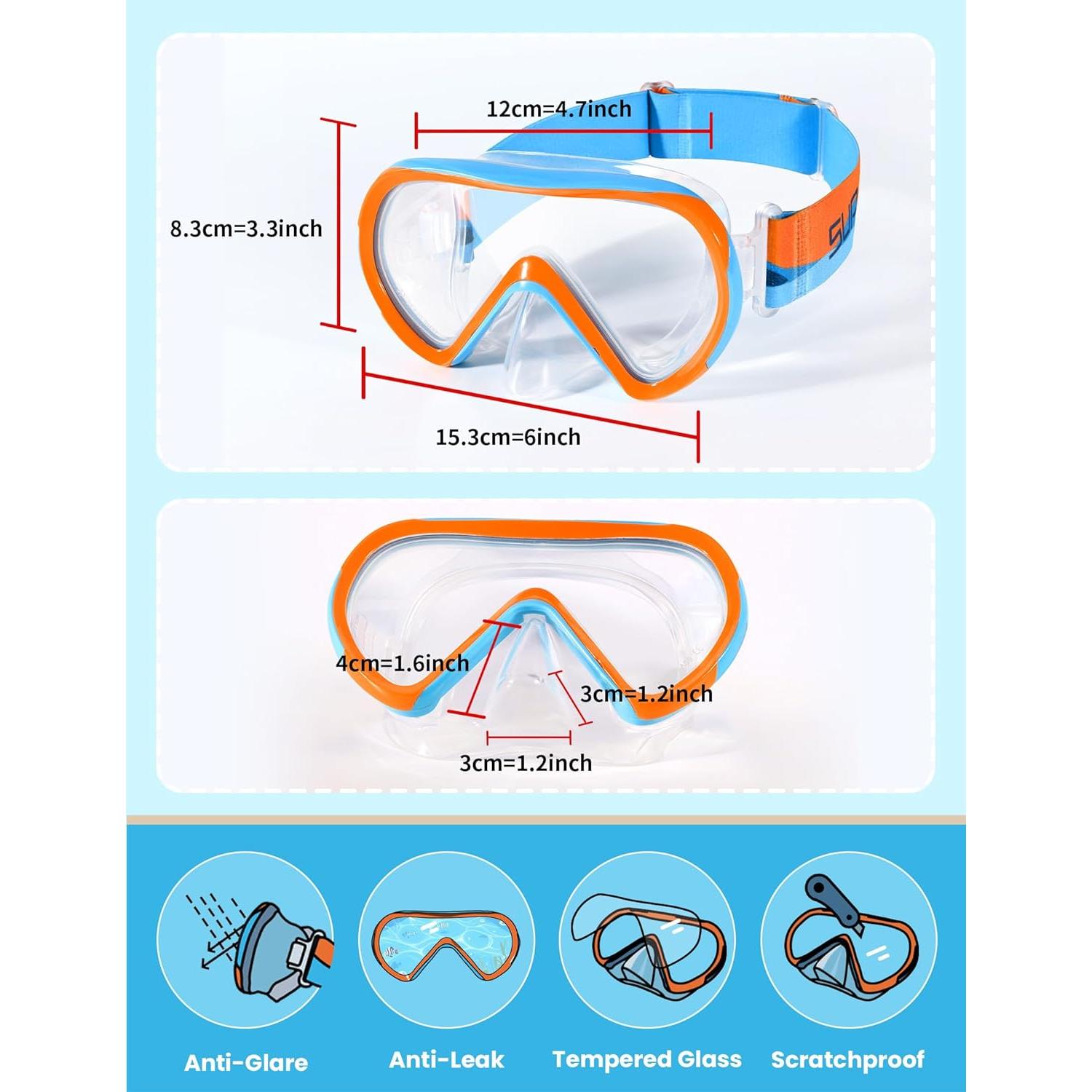 Gafas de natación Supertrip para niños 6-14 años con cubierta nasal