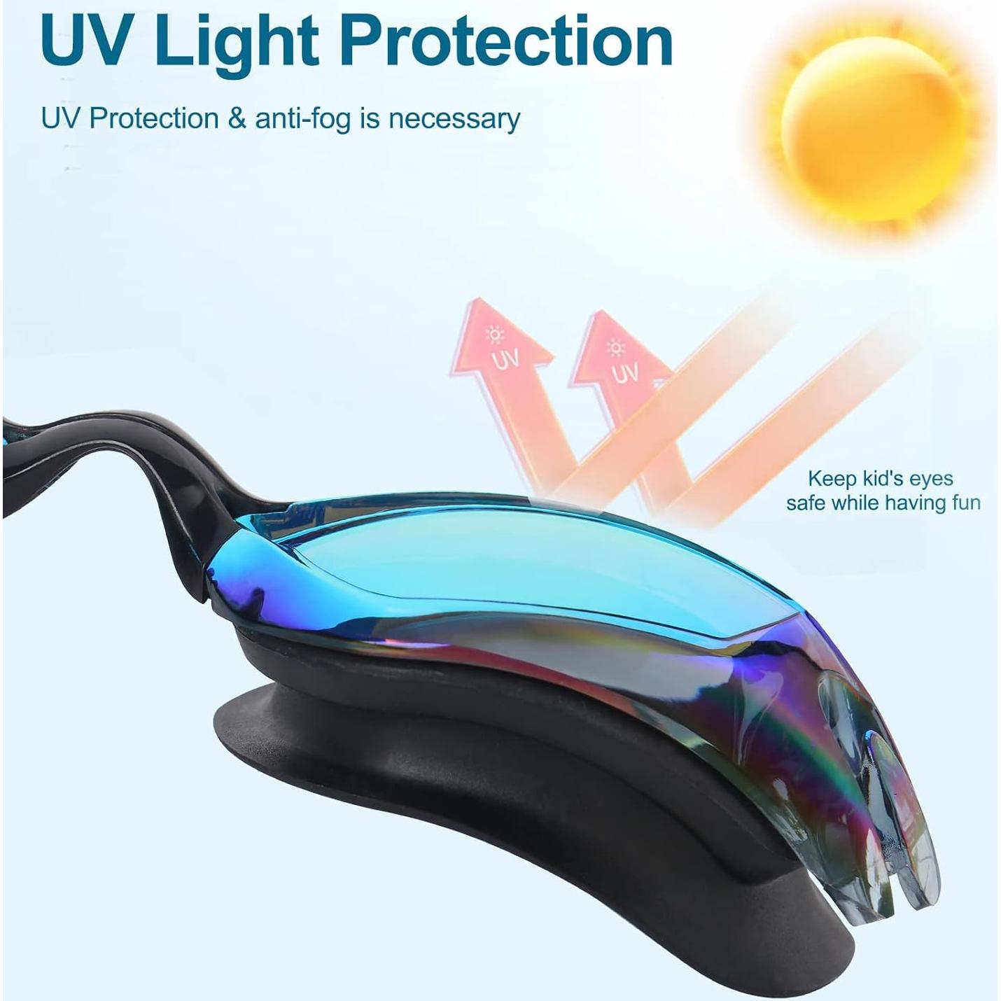 Gafas de natación para niños Kimasha, 2 paquetes, anti-niebla