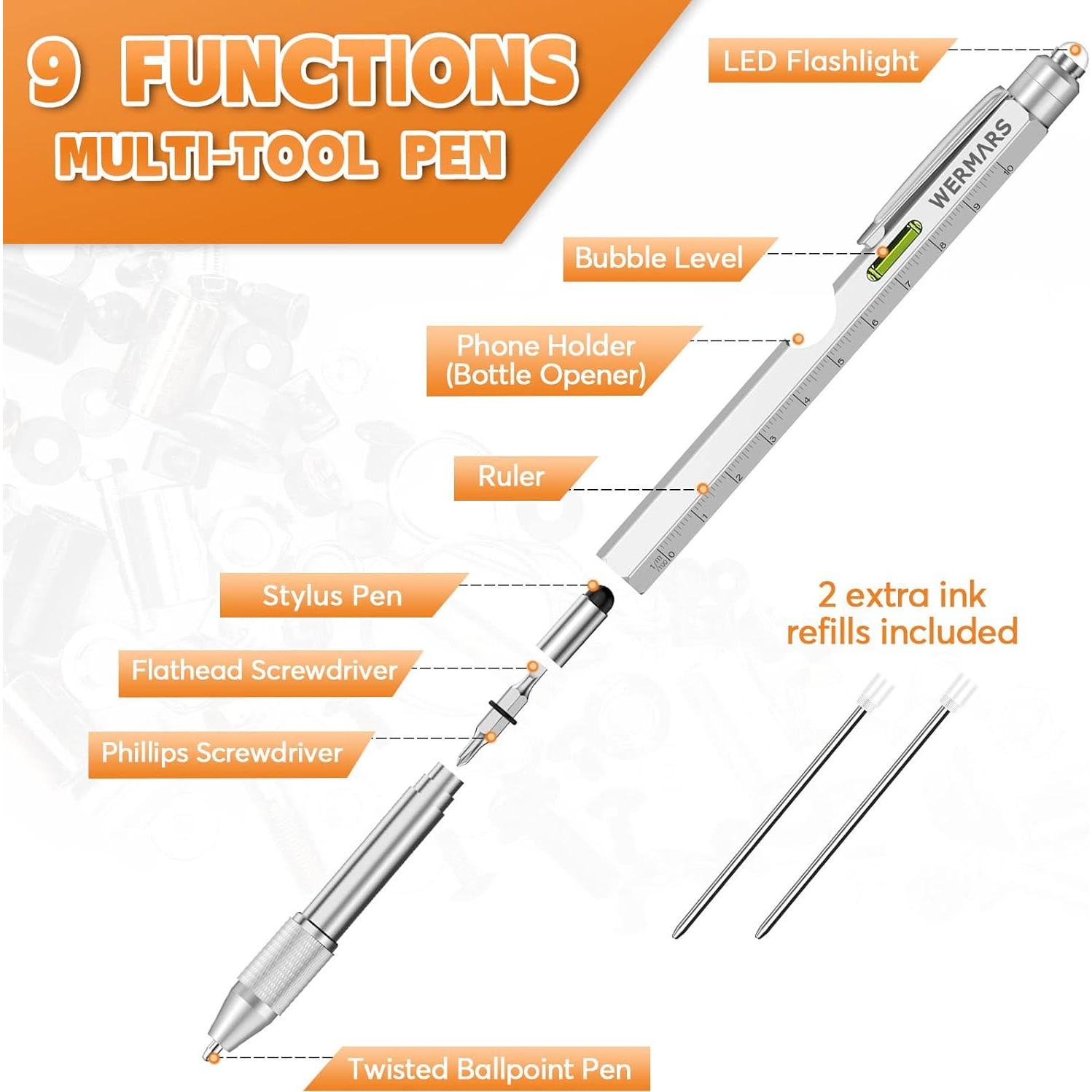 Bolígrafo Multiherramienta 9 en 1 WERMARS Plata