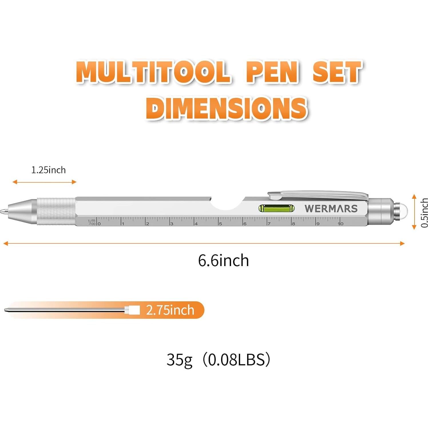 Bolígrafo Multiherramienta 9 en 1 WERMARS Plata