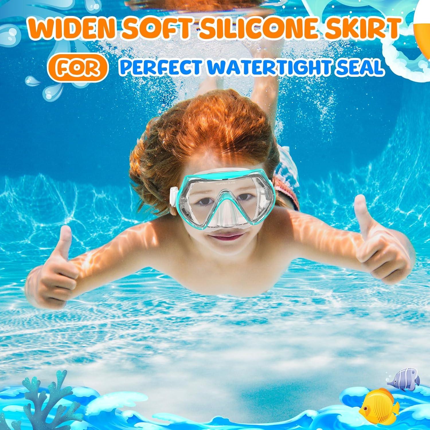 Gafas de natación para niños con snorkel y vidrio templado