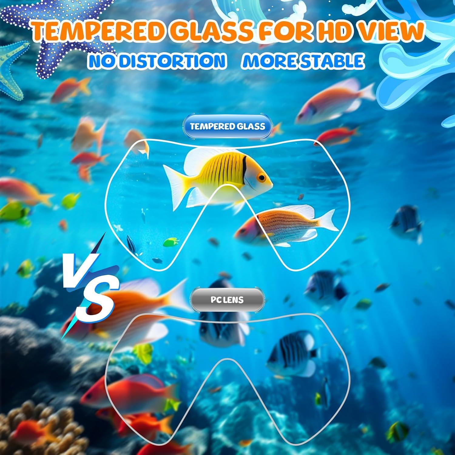 Gafas de natación para niños con snorkel y vidrio templado