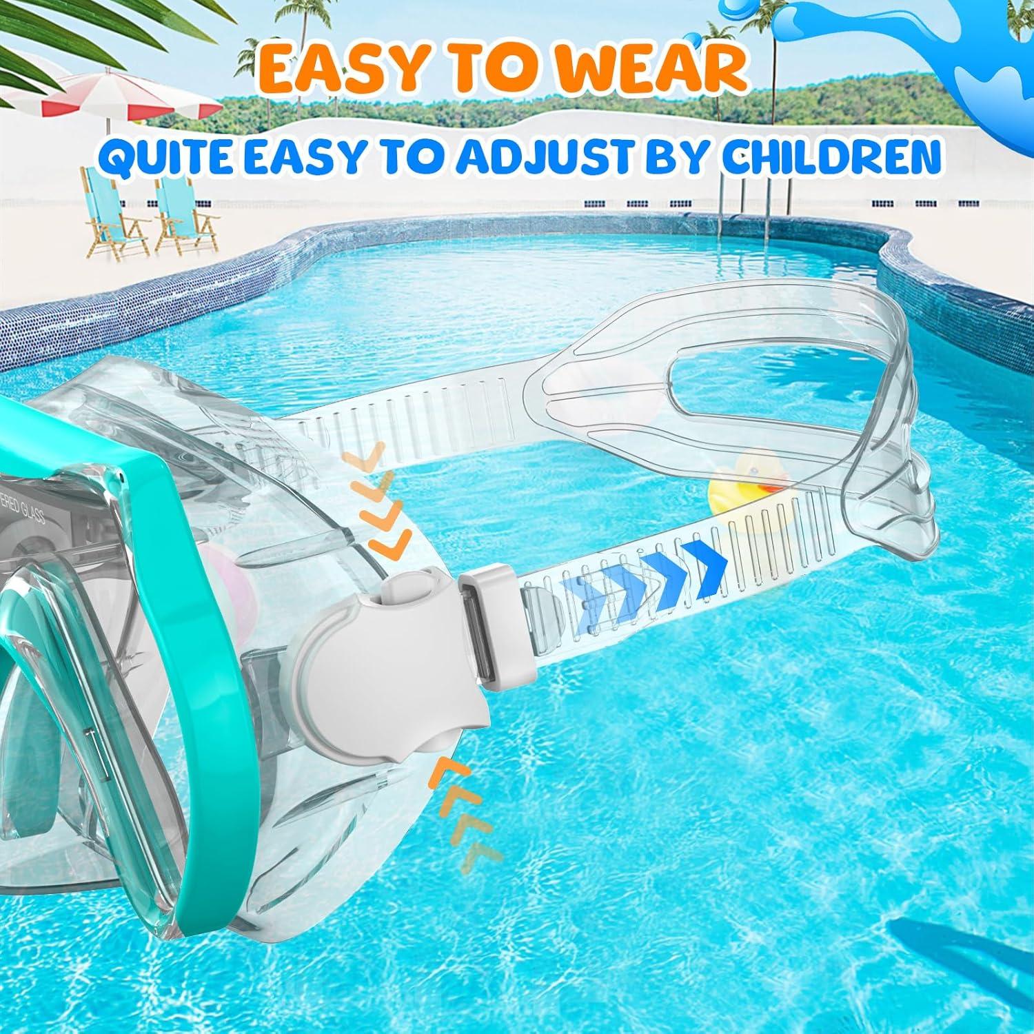 Gafas de natación para niños con snorkel y vidrio templado