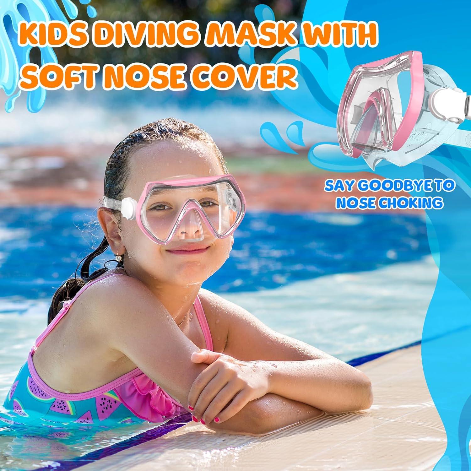 Gafas de natación para niños con snorkel y vidrio templado