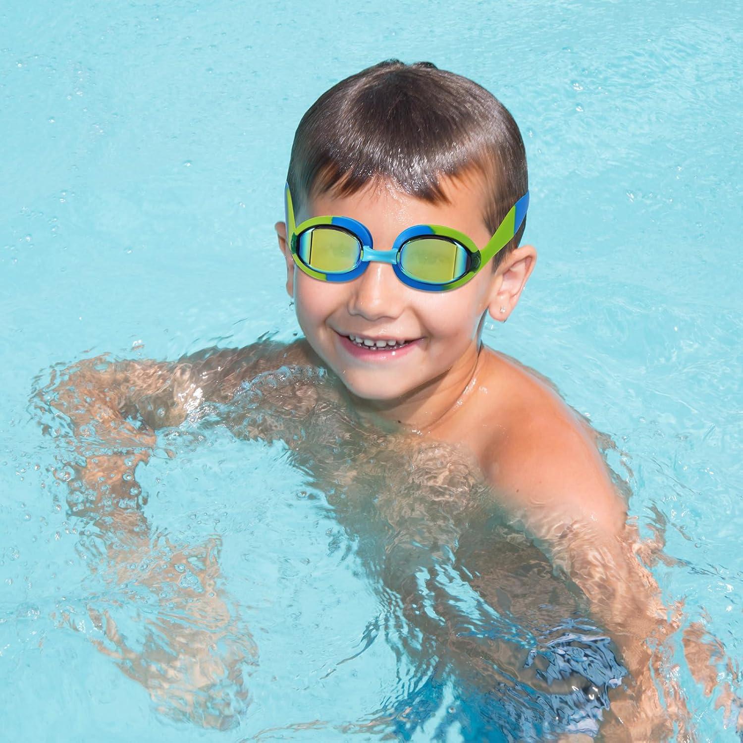 Gafas de natación para niños 3-14 años - 2 paquetes con estuche