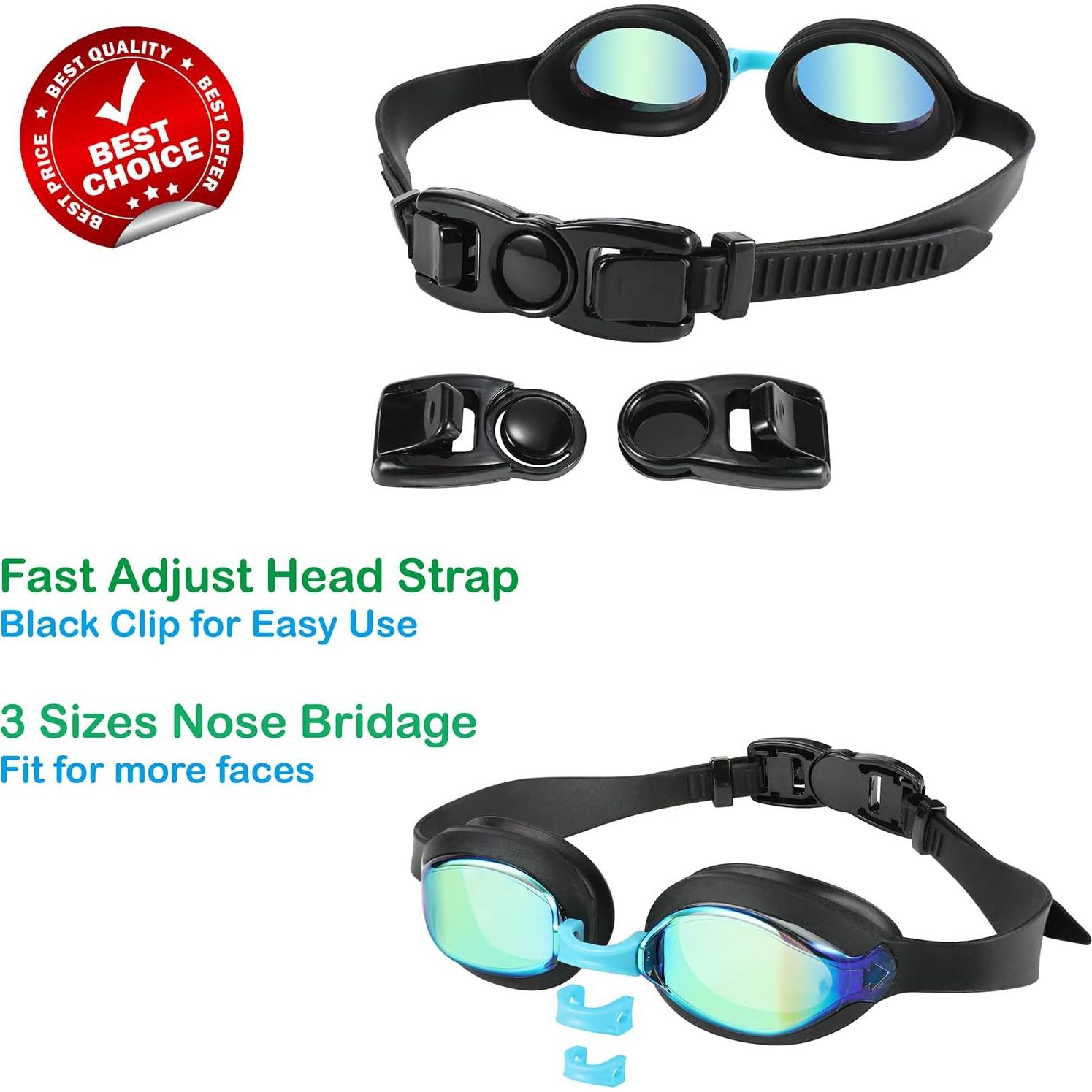 Gafas de natación para niños 3-14 años - 2 paquetes con estuche