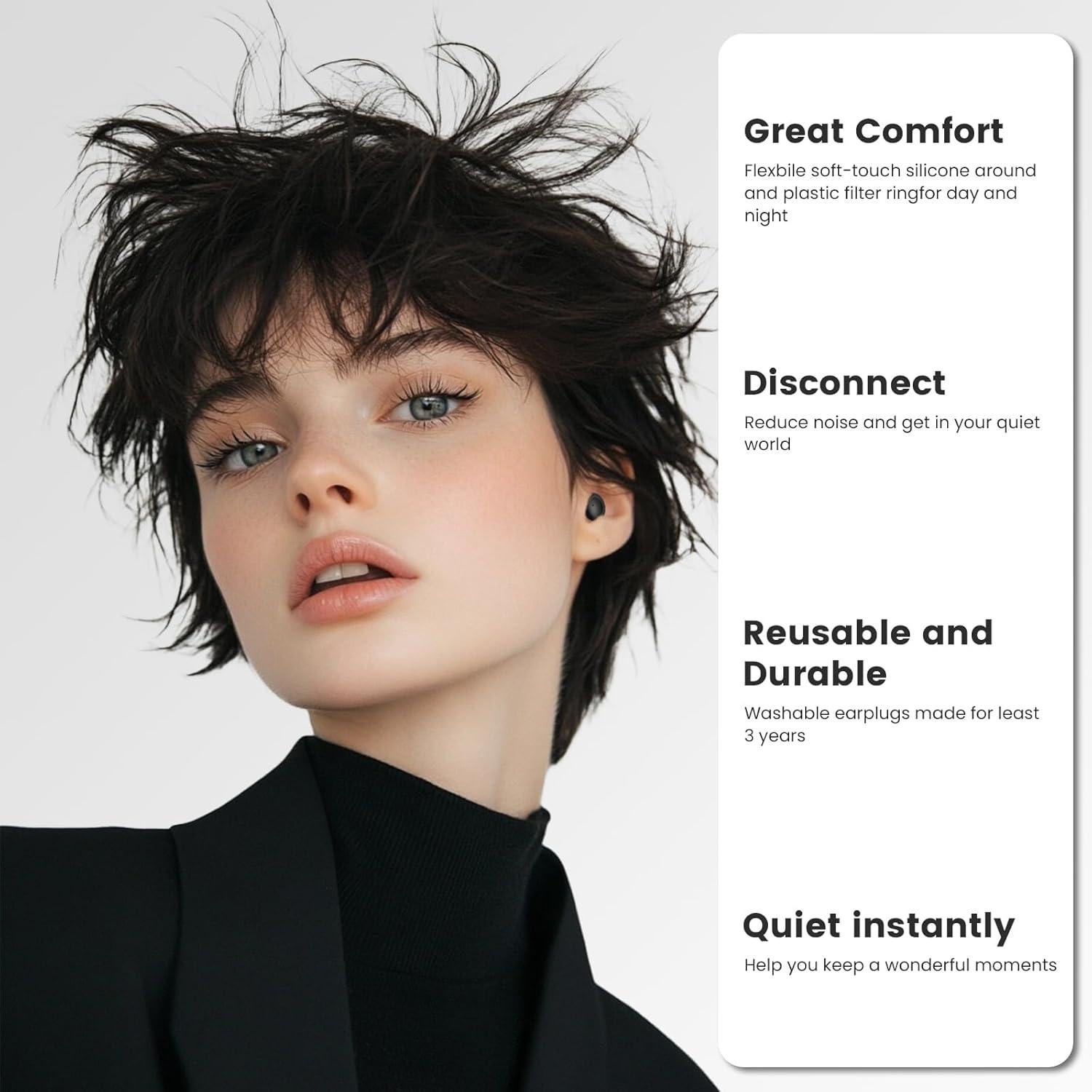 Tapones para oídos JUSTRVN - 2 pares con 30dB de reducción de ruido