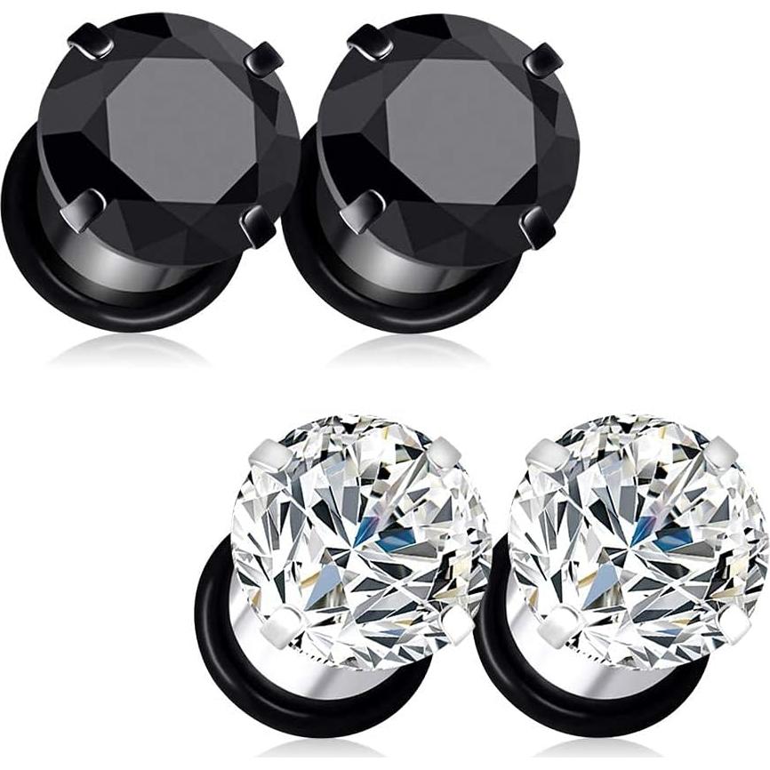 Túneles de Oreja Acero Inoxidable YOFANST 4pcs 12mm Negro Plata