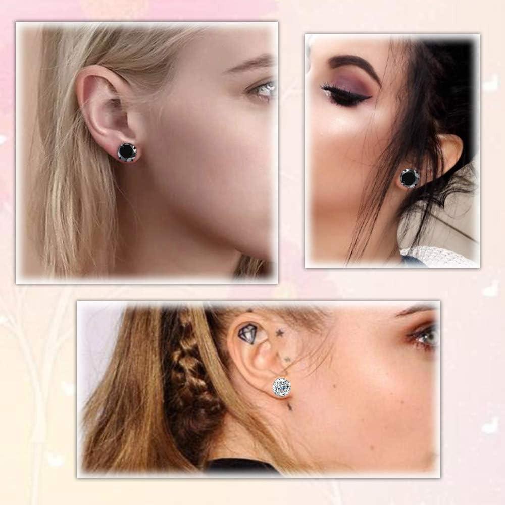 Túneles de Oreja Acero Inoxidable YOFANST 4pcs 12mm Negro Plata