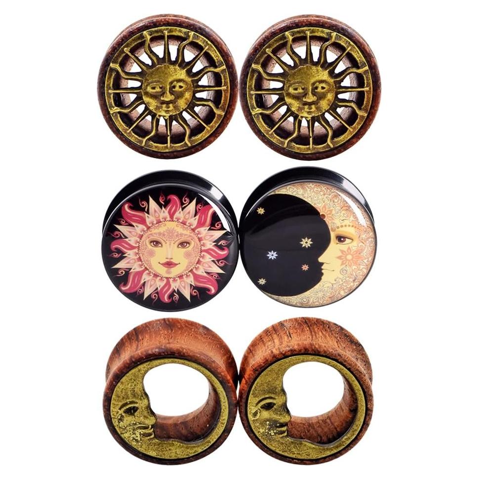 Set de Tapones de Estiramiento Qmcandy 6 Piezas Madera Acrílica 20mm