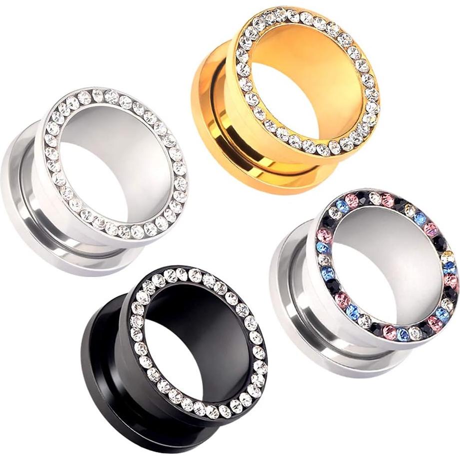 Tapones de Oreja Doble Flare Stuppendux Acero Inoxidable 4Pares