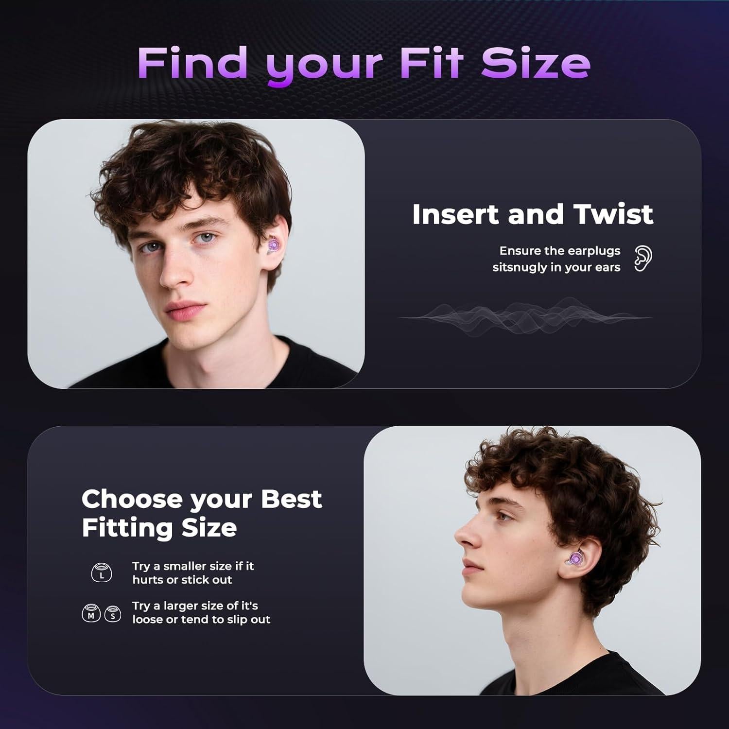 Tapones para oídos Yawsoy alta fidelidad 2 pares NRR 22-24dB