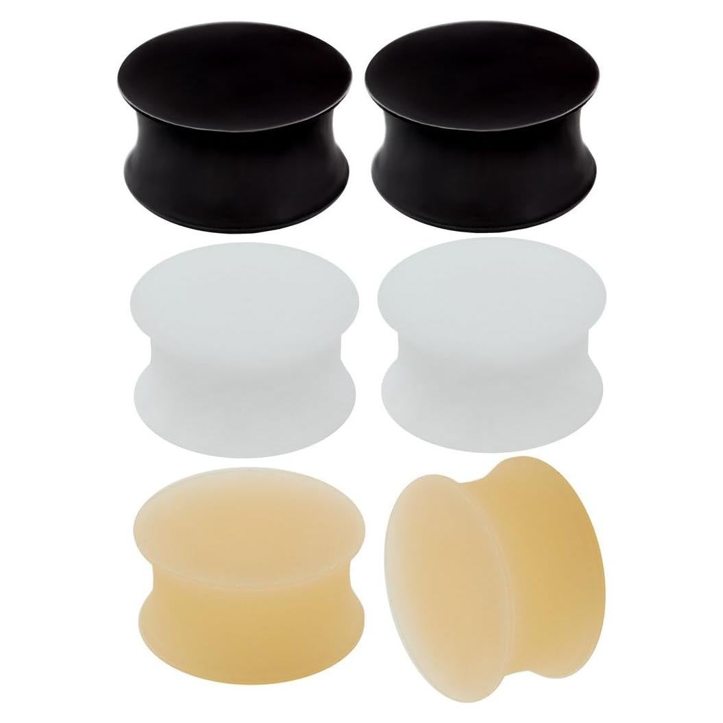 3 Pares Tapones de Silicona Doble Flare Bodyjewellery 18mm