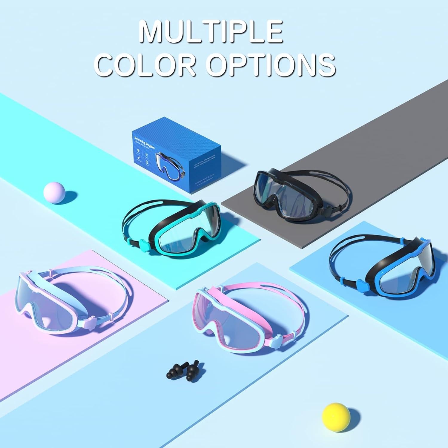 Gafas de Natación para Niños Bairuifu con Clip Nasal y Tapones