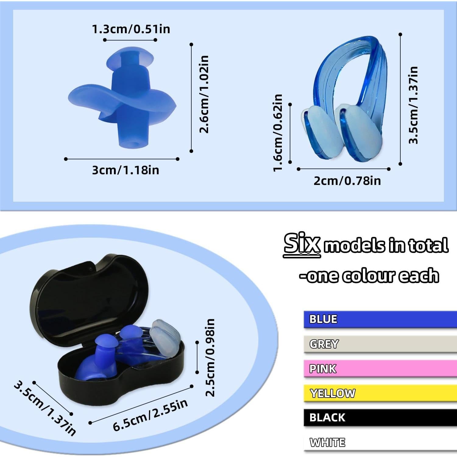 Set de Tapones y Clips para Nariz de Natación BOSOIRSOU 6 Pairs