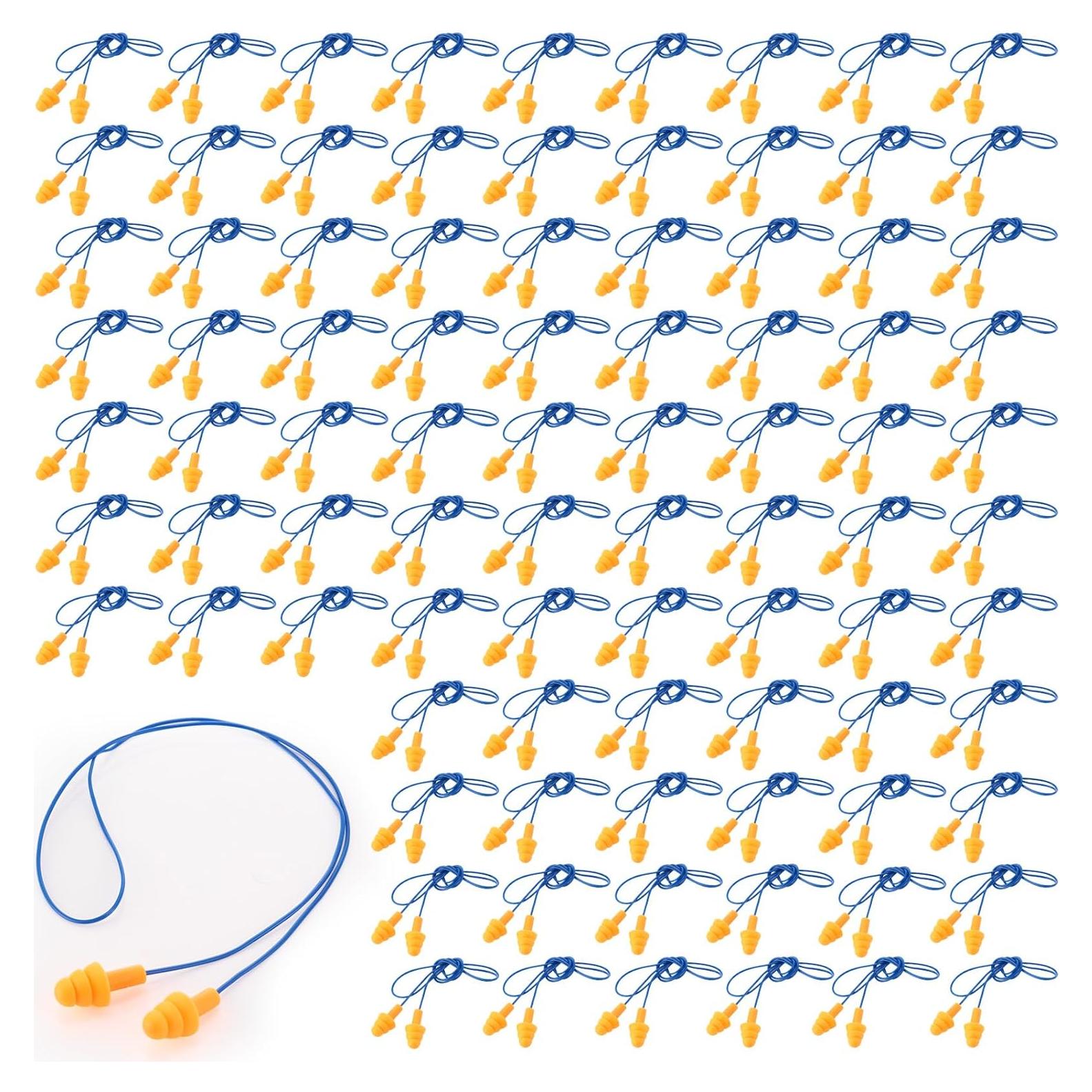 200 Pares Tapones para Oídos Xuhal con Cordón Silicona Impermeables