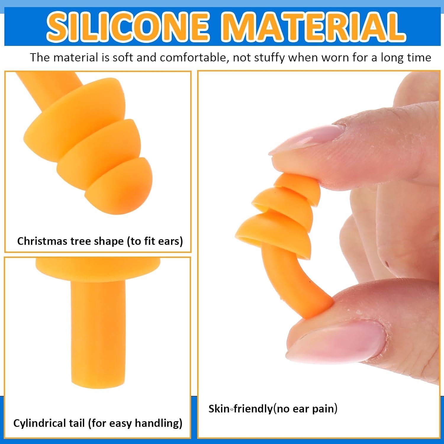200 Pares Tapones para Oídos Xuhal con Cordón Silicona Impermeables