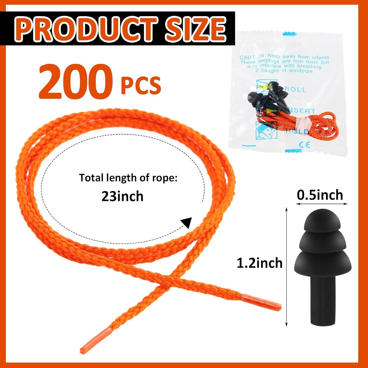 Tapones para Oídos Xuhal 200 Pares Silicona con Cable Negro