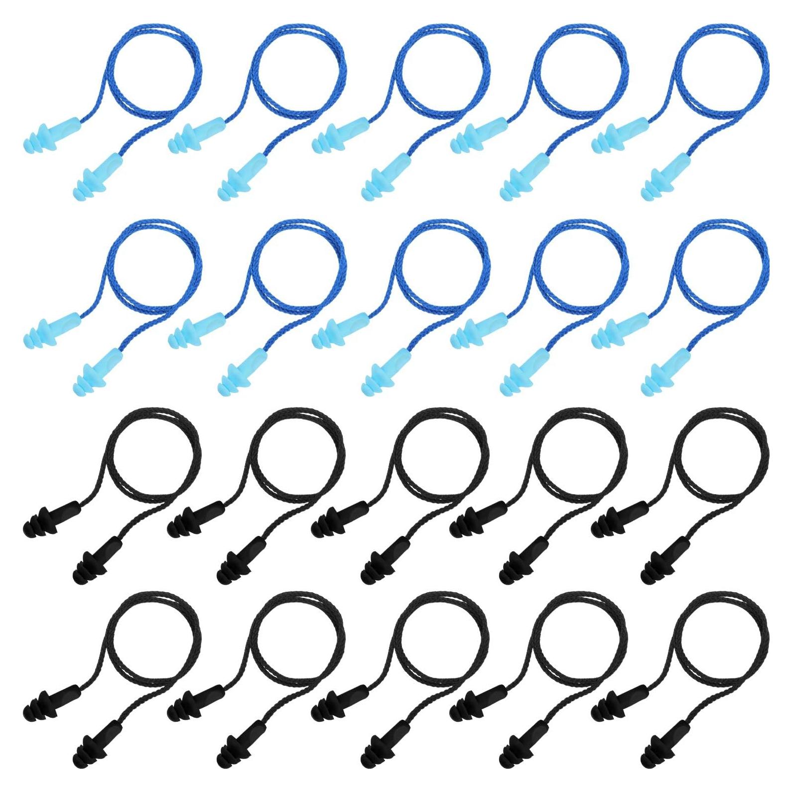 20 Pares Tapones para Oídos Bememo de Silicona con Cuerda