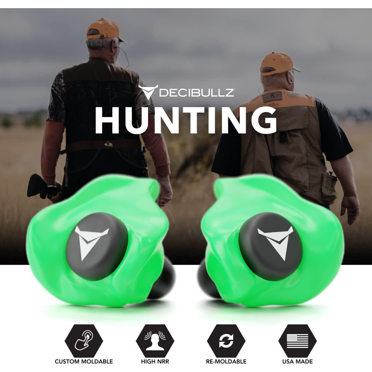 Tapones de Oído Personalizados Decibullz 31dB Verde