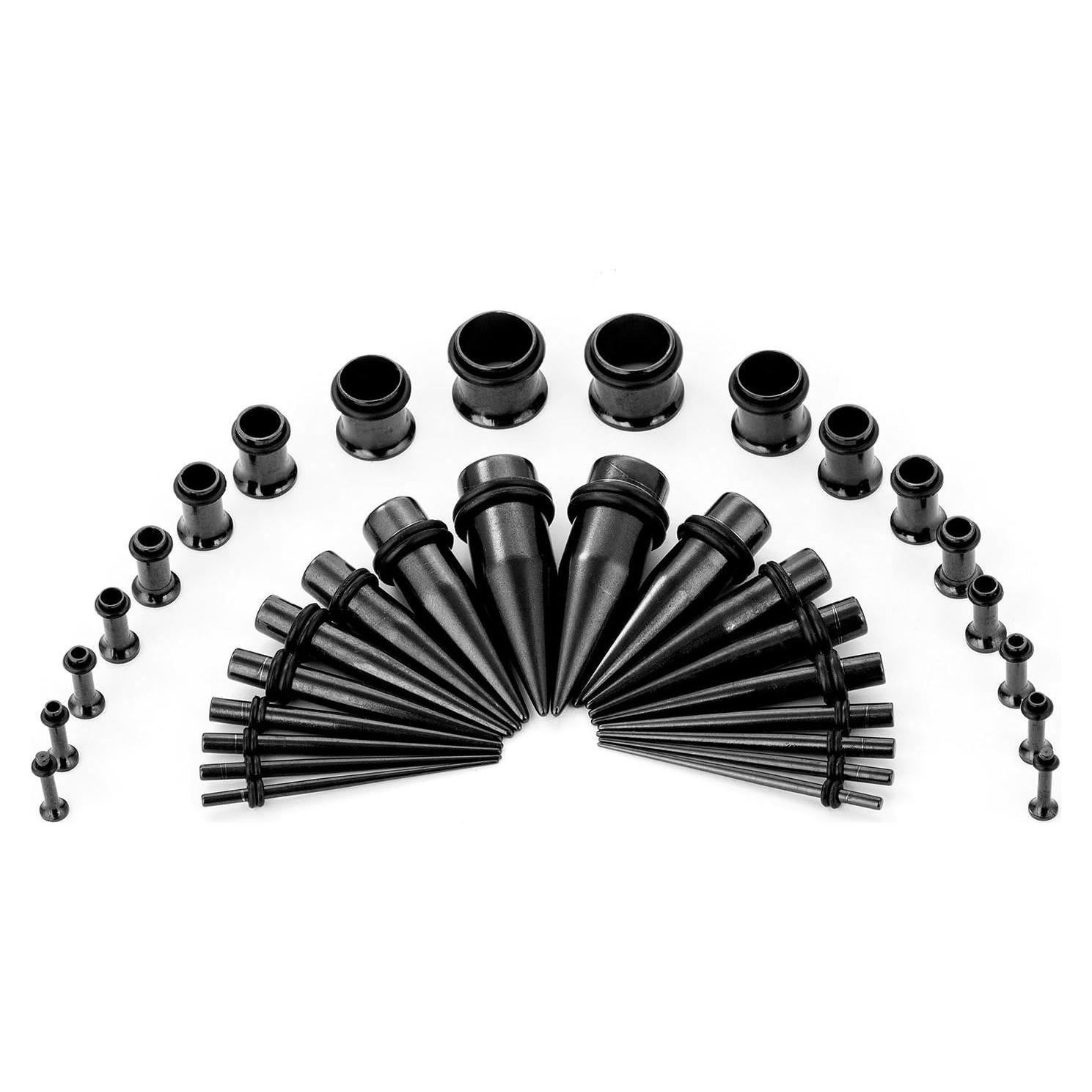 Kit de Estiramiento de Orejas 36 Piezas Acero Quirúrgico 14G-00G