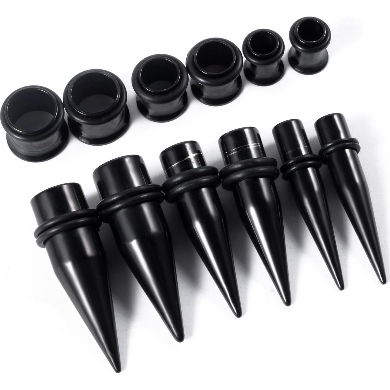 Kit de Estiramiento de Orejas 36 Piezas Acero Quirúrgico 14G-00G