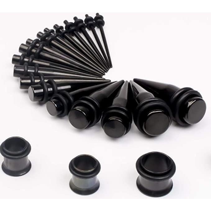 Kit de Estiramiento de Orejas 36 Piezas Acero Quirúrgico 14G-00G