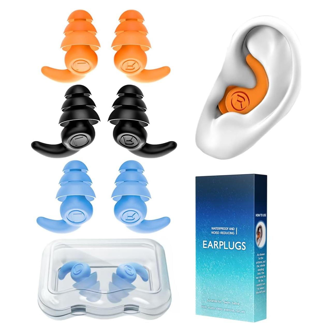 Tapones de Oído Impermeables QQJOYCCI - 3 Pares de Silicona