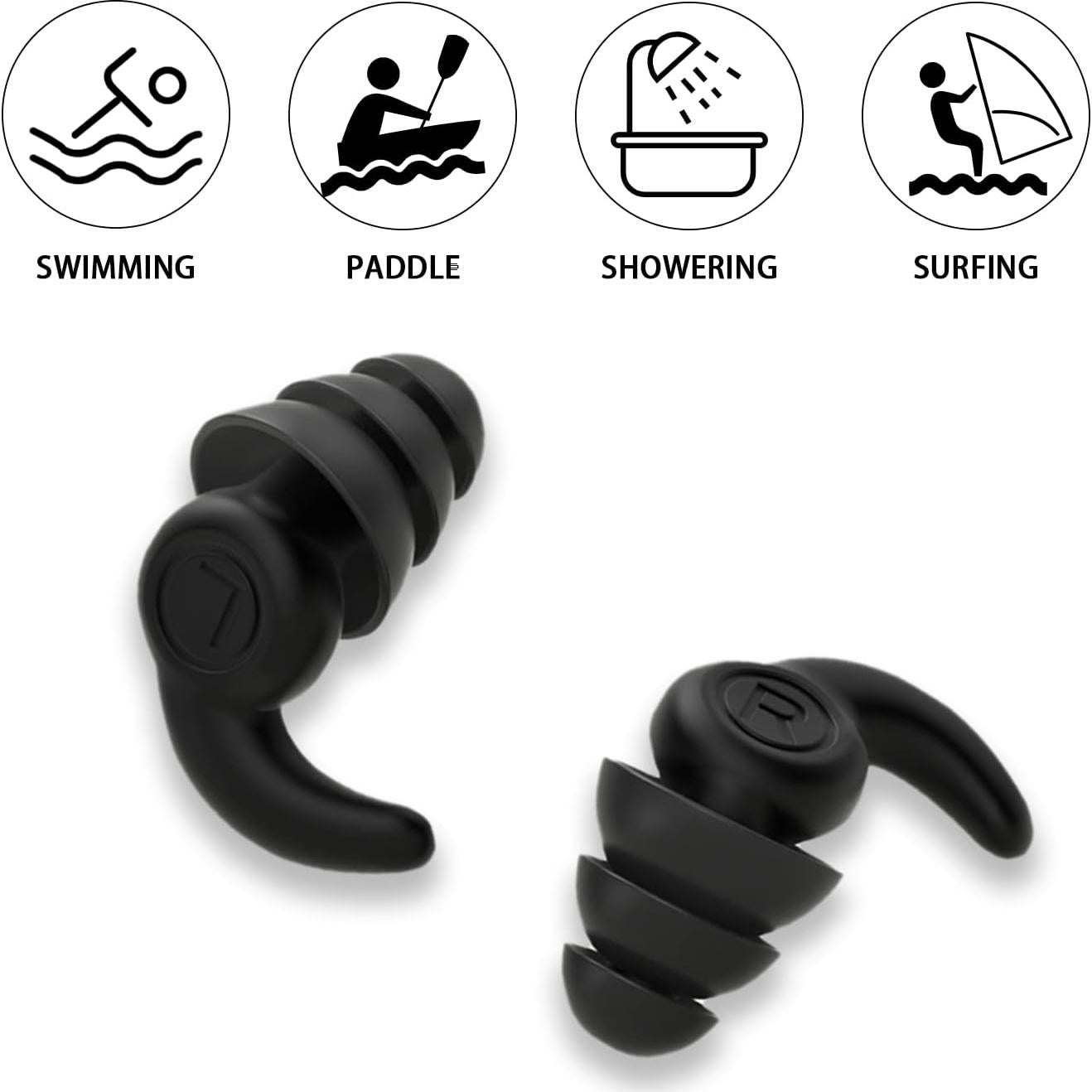 Tapones de Oído Impermeables QQJOYCCI - 3 Pares de Silicona