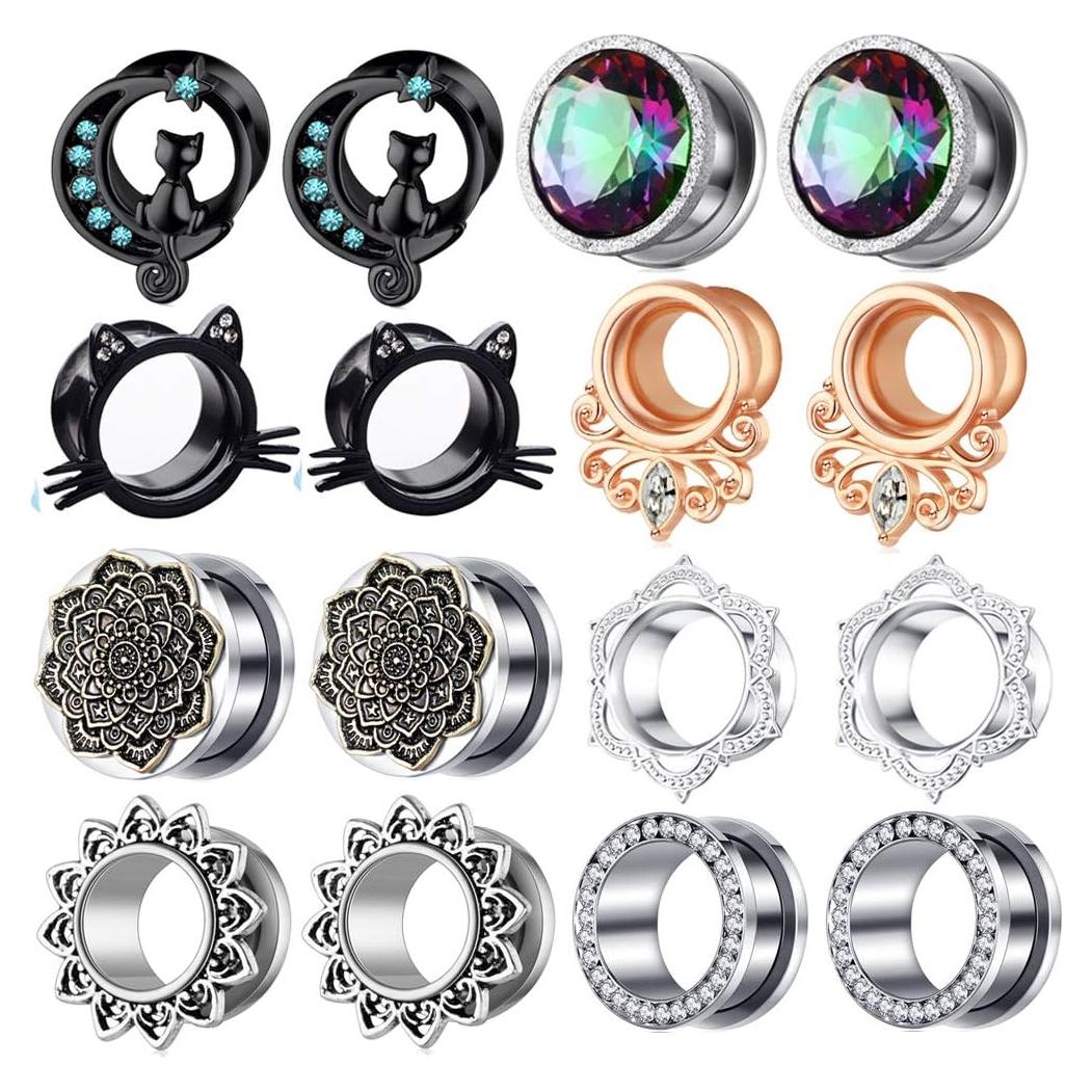 Túnel de Oreja de Acero Inoxidable TianCi 8 Pares 6-16mm