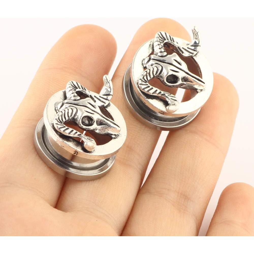 8 Pares Túneles de Oído Acero Inoxidable y Silicona 2g a 16mm