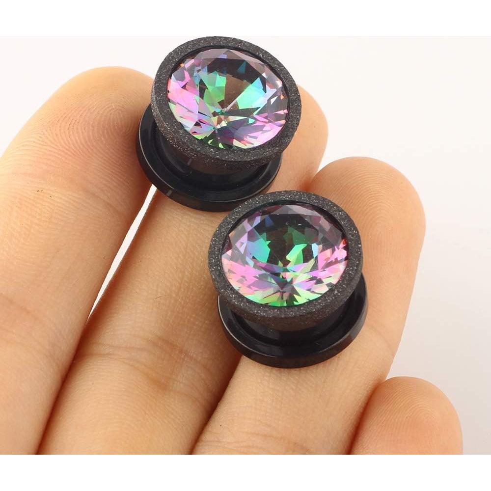 8 Pares Túneles de Oído Acero Inoxidable y Silicona 2g a 16mm