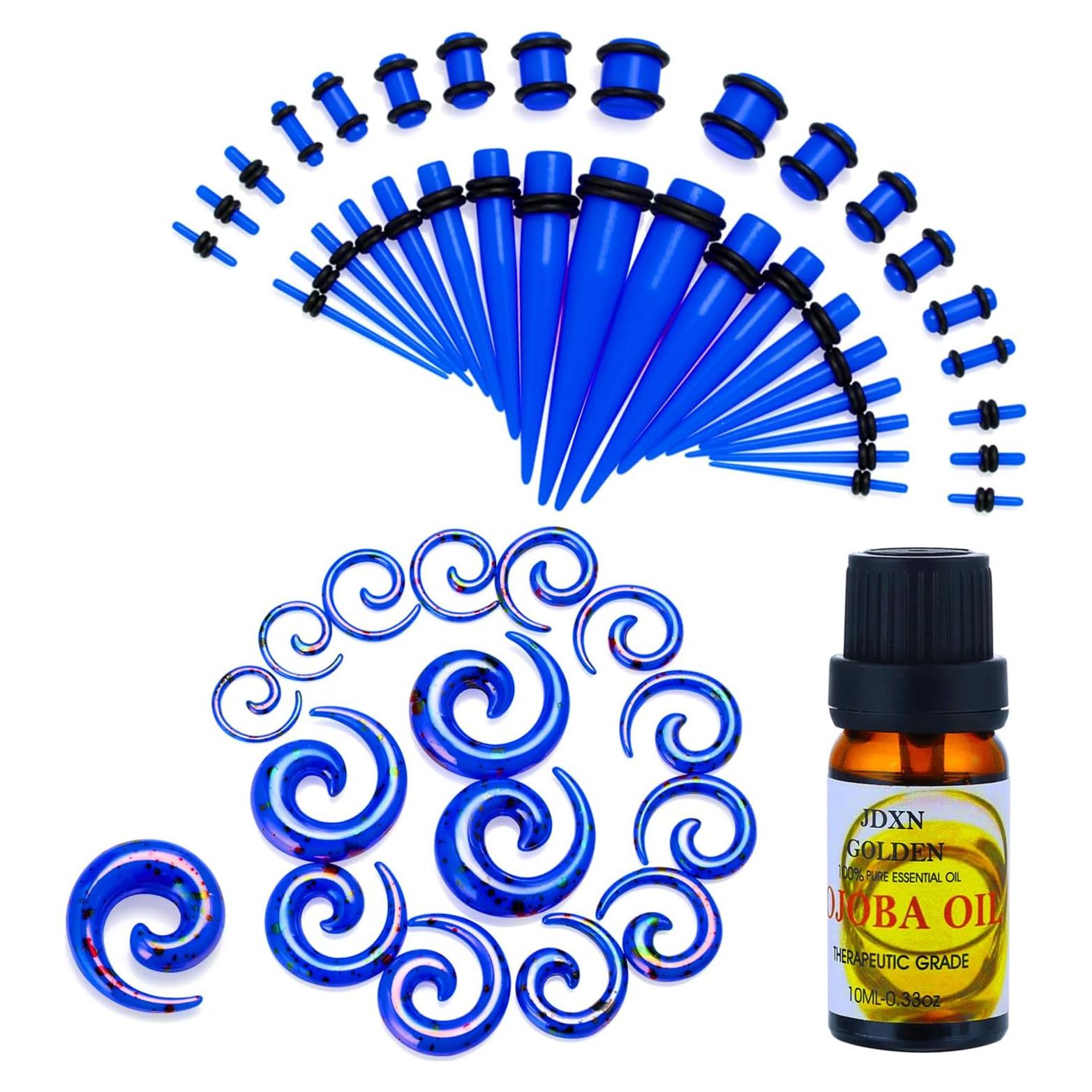Kit de Estiramiento de Orejas JDXN 55 Piezas + Aceite Jojoba