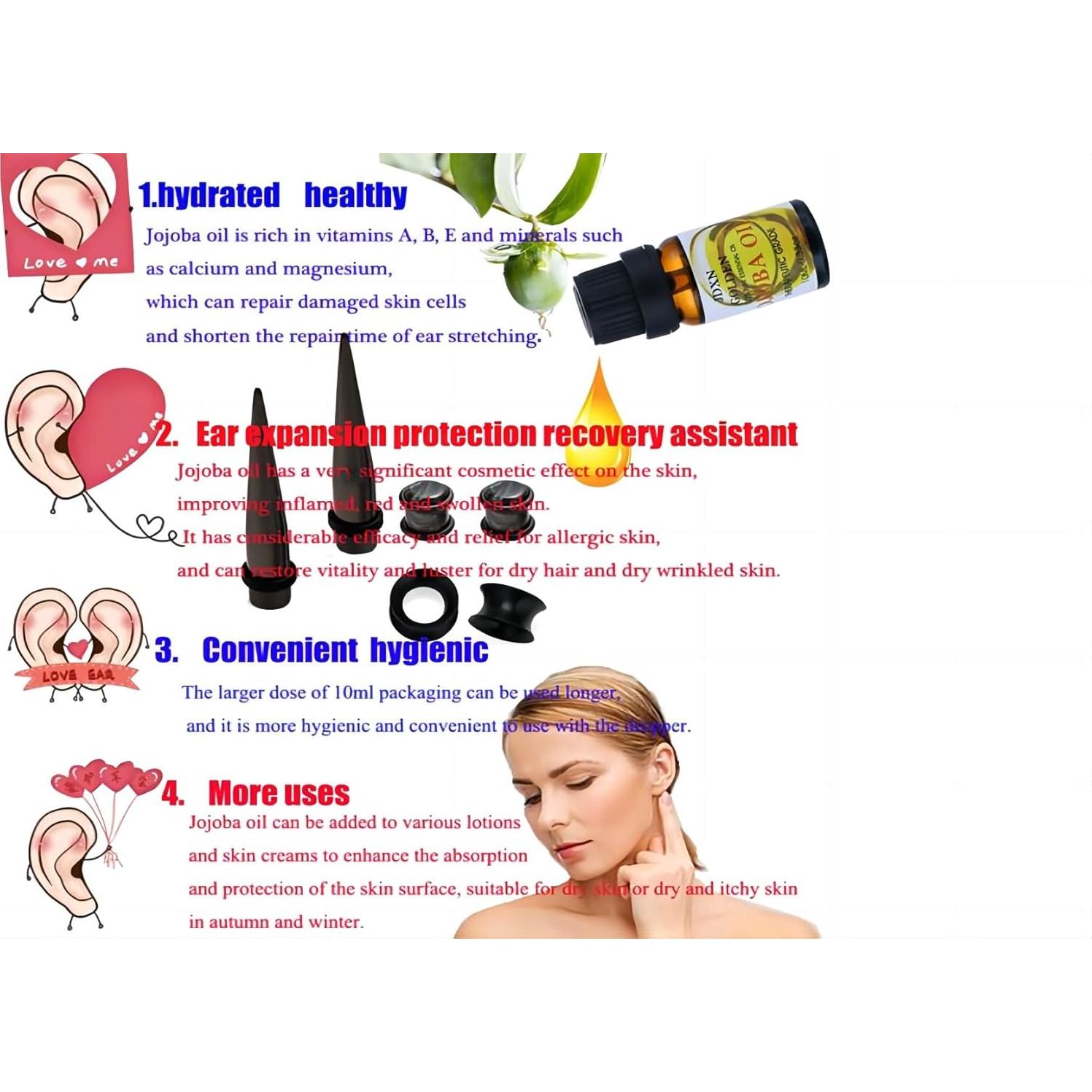 Kit de Estiramiento de Orejas JDXN 55 Piezas + Aceite Jojoba