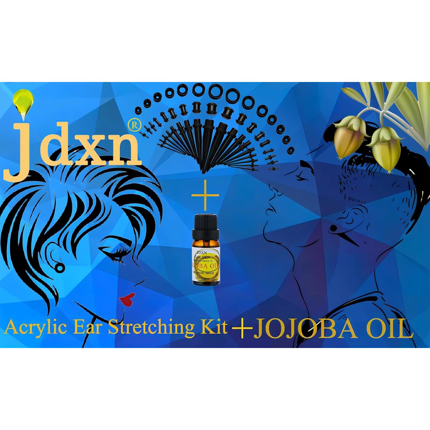 Kit de Estiramiento de Orejas JDXN 55 Piezas + Aceite Jojoba