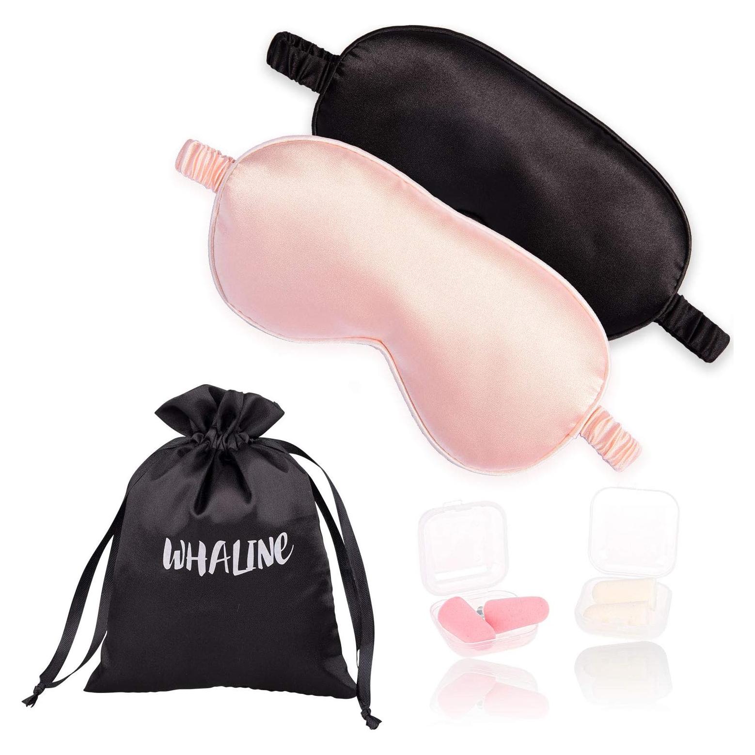Funda de Ojos de Seda Whaline con Tapones y Correa Elástica - 2 Pcs