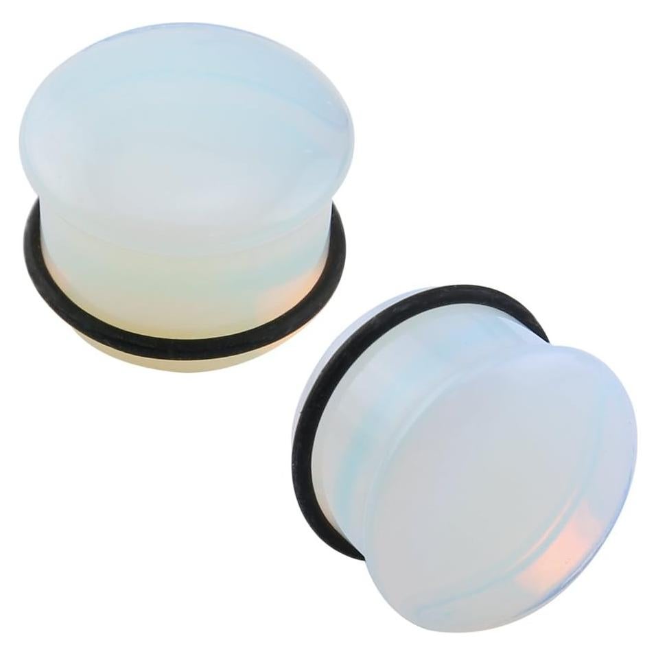 Tapones de Oreja de Opalita Natural ZS con O-Ring 1g (7mm)
