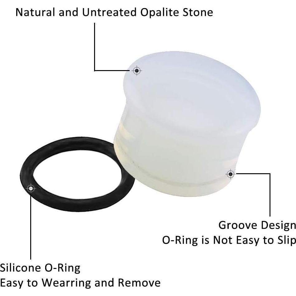 Tapones de Oreja de Opalita Natural ZS con O-Ring 1g (7mm)