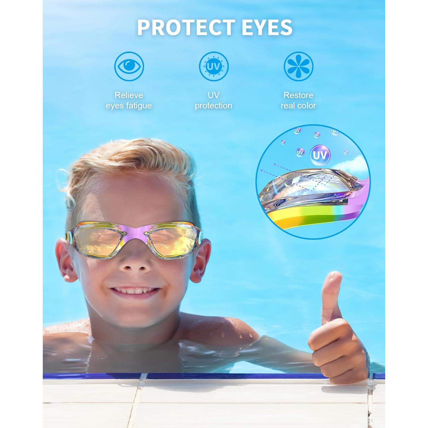 Gafas de Natación para Niños Hurdilen Arcoíris Espejado