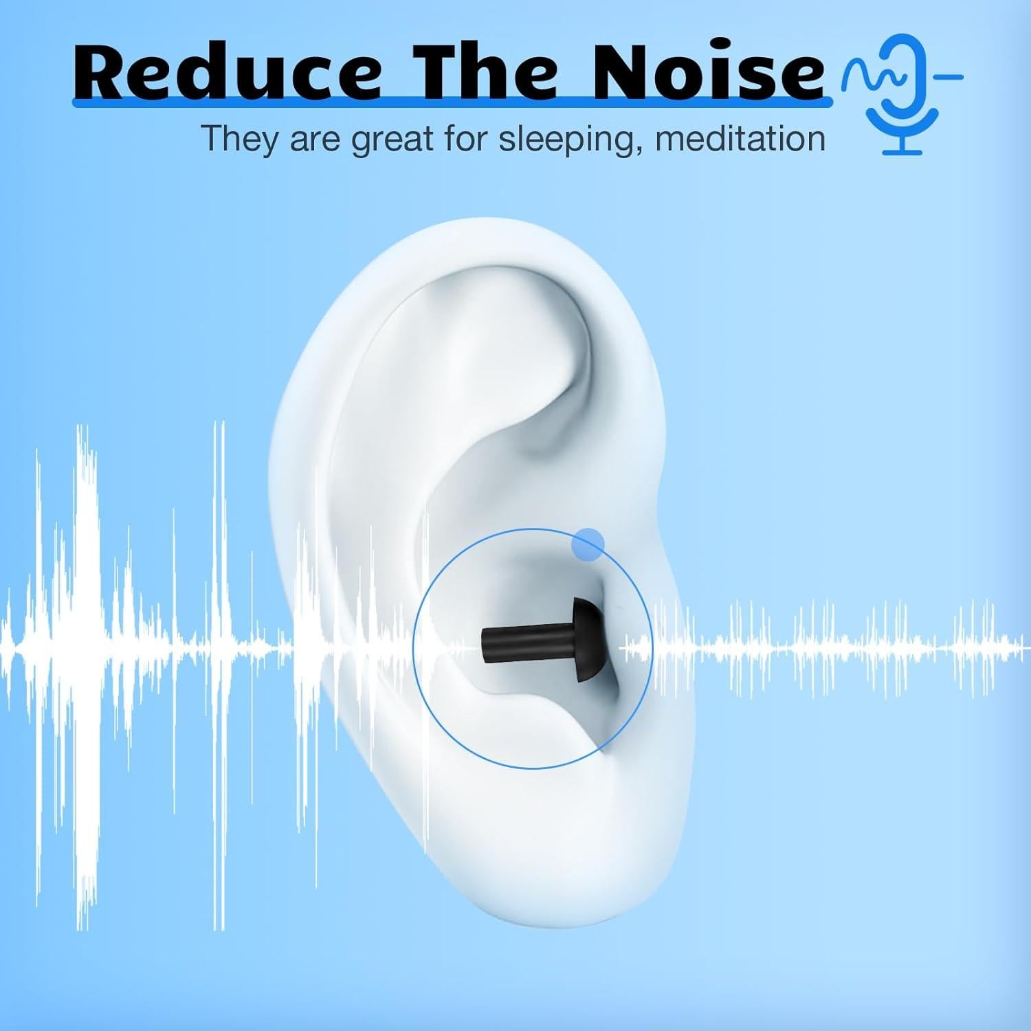 Tapones de Silicona Tondiamo 150 Pares Reutilizables Negros