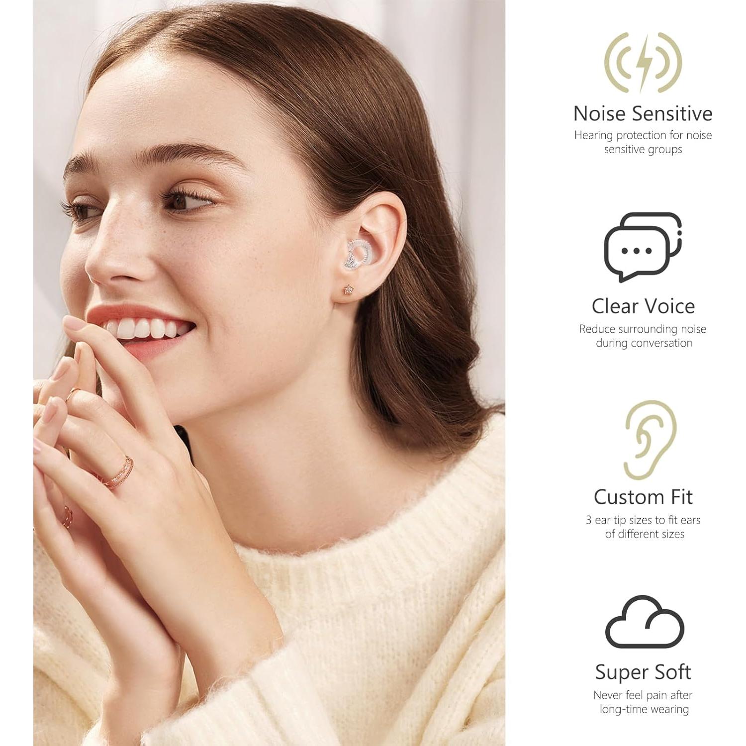 Tapones para Oídos Reutilizables Yawsoy 15-18 dB SNR Transparentes