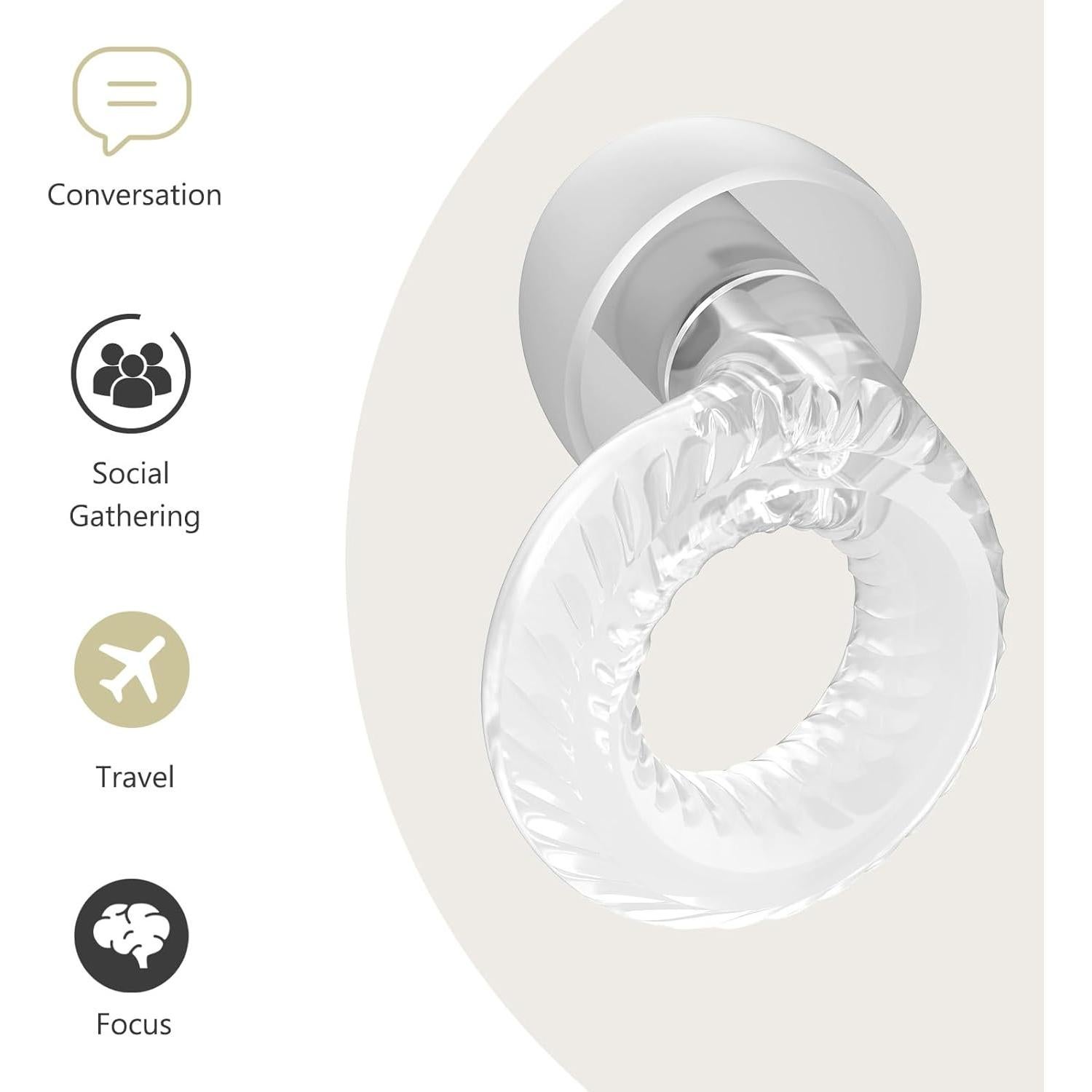 Tapones para Oídos Reutilizables Yawsoy 15-18 dB SNR Transparentes