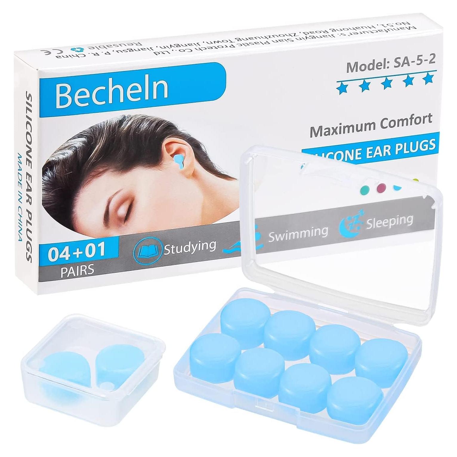 Tapones de Silicona Becheln Reutilizables 30dB para Dormir y Nadar