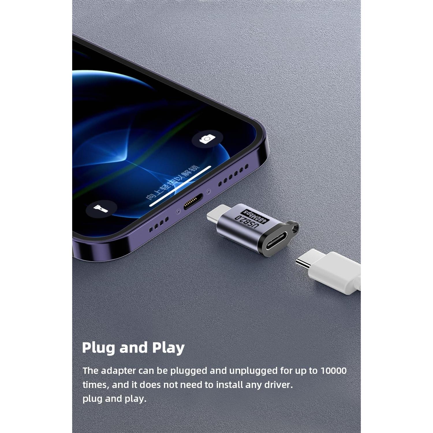 Adaptador USB C a Micro USB y Lighting - Jadebones - 8 Piezas