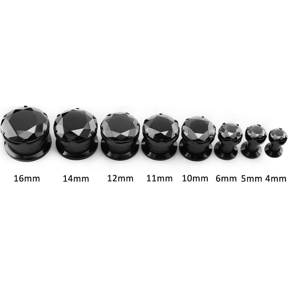Tapones de Oreja ZS Acero Inoxidable 4g (5mm) Circonita Negra