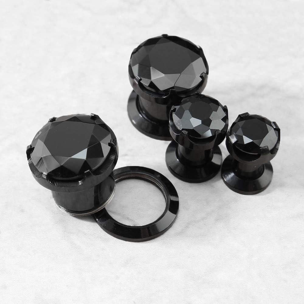 Tapones de Oreja ZS Acero Inoxidable 4g (5mm) Circonita Negra