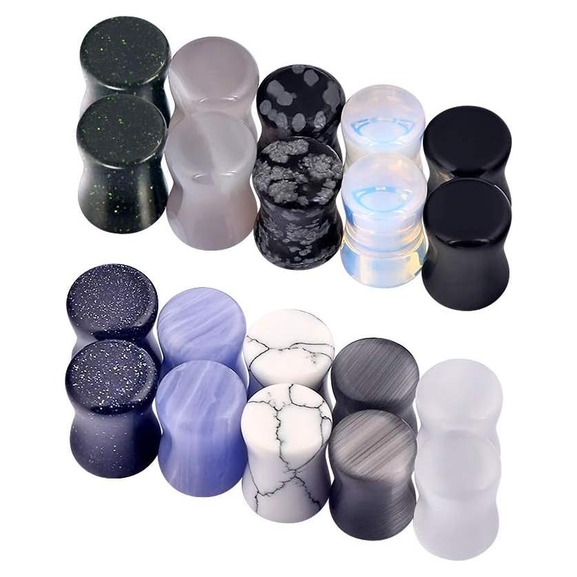 Tapones de Oído de Piedra Natural Qmcandy 10 Pares 00g