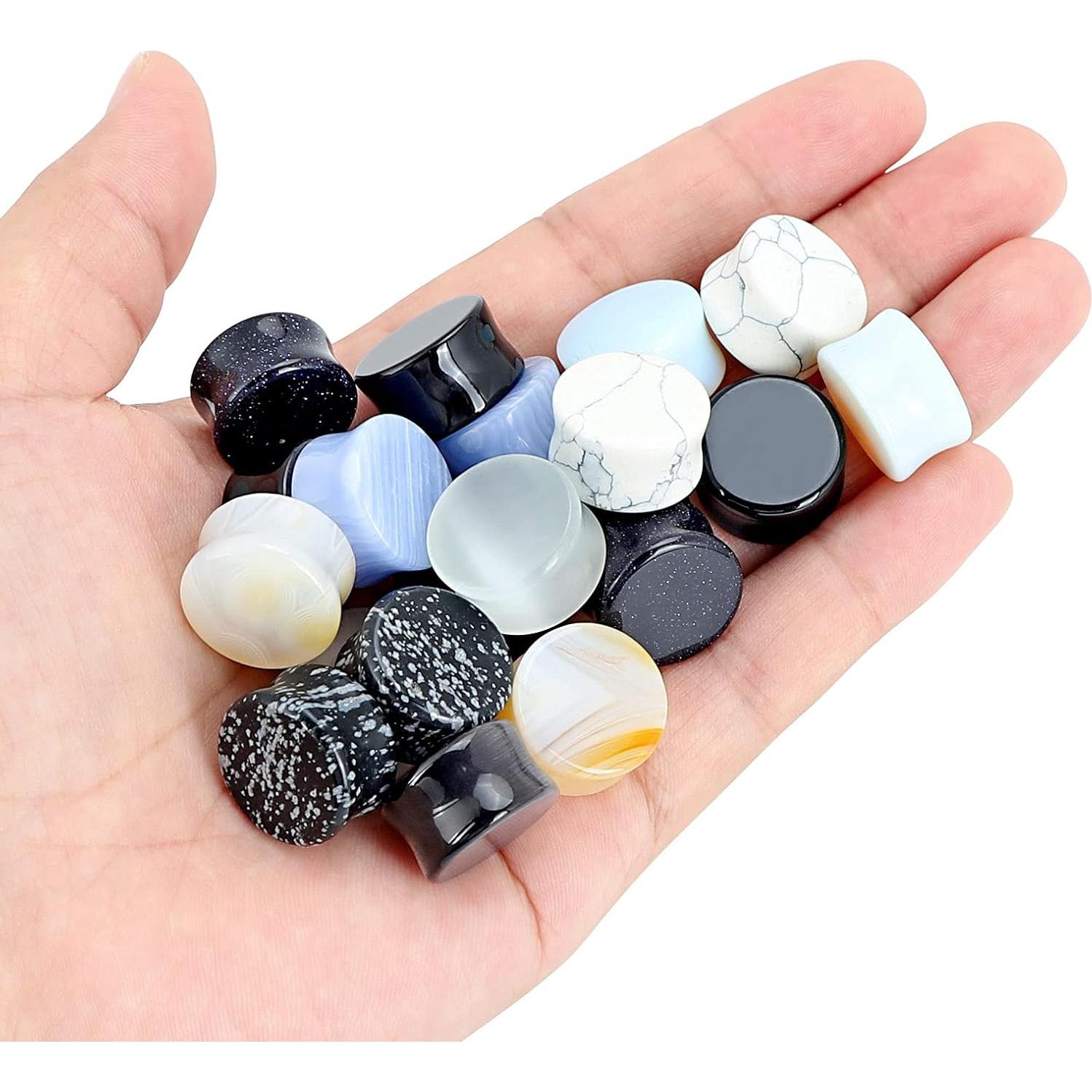 Tapones de Oído de Piedra Natural Qmcandy 10 Pares 00g