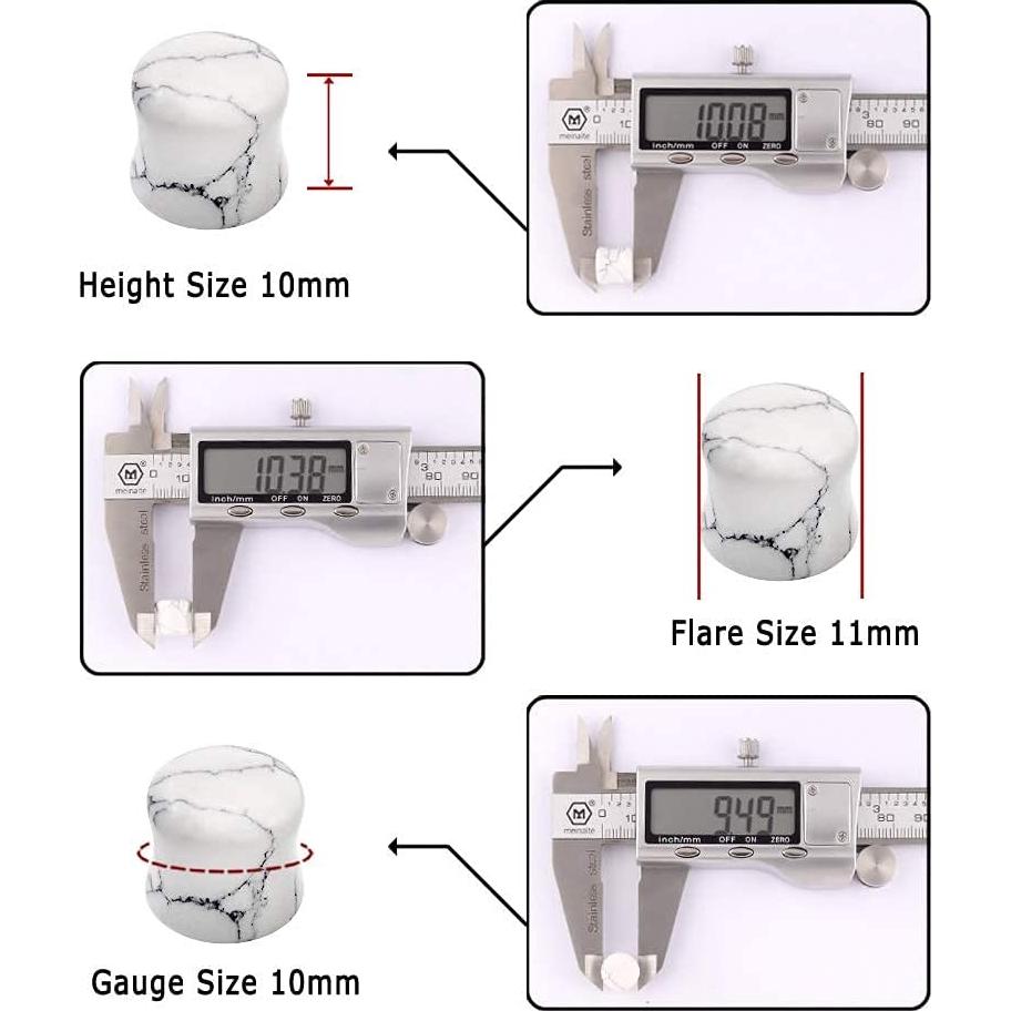 Tapones de Oído de Piedra Natural Qmcandy 10 Pares 00g