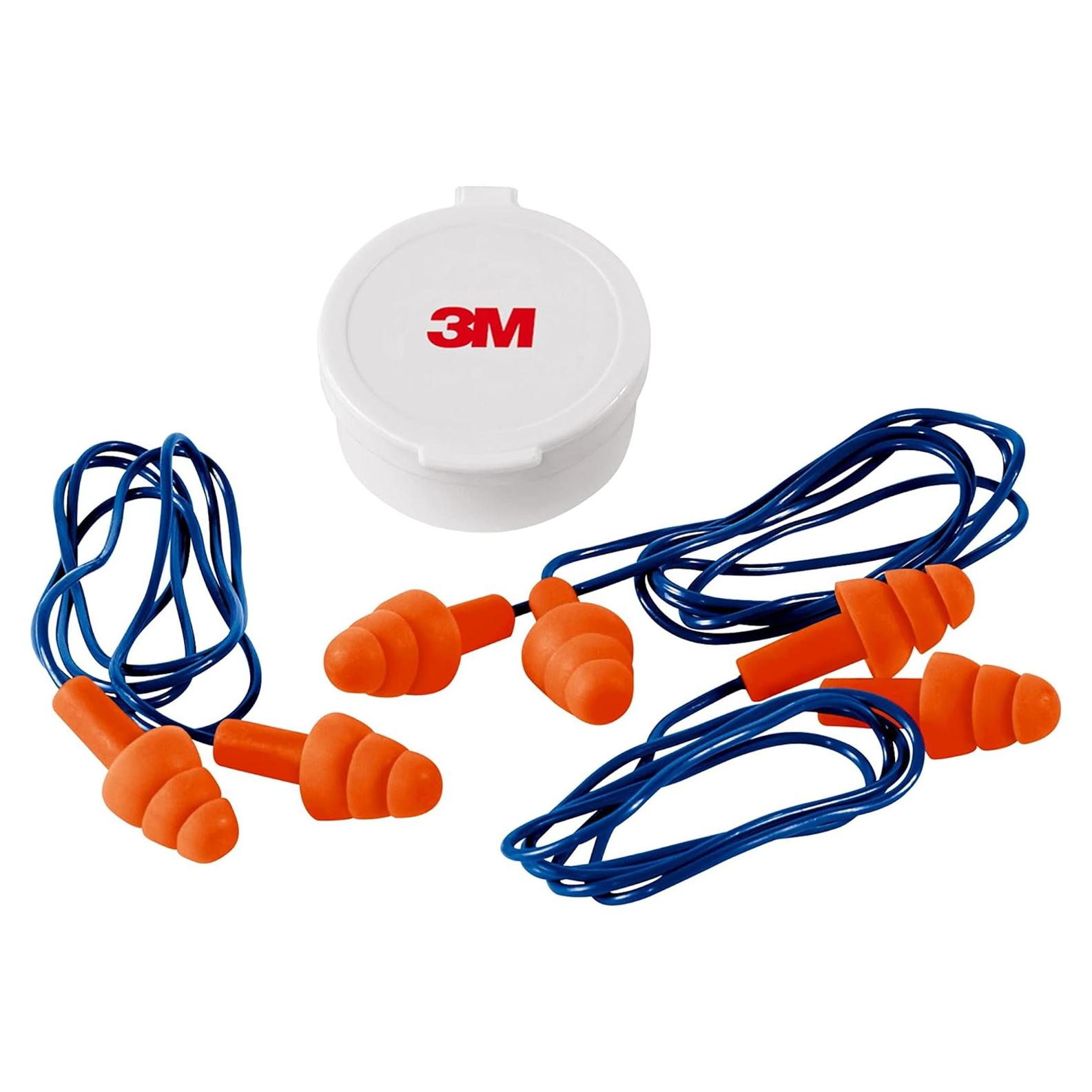 Tapones para oídos reutilizables 3M con cable, NRR 25 dB, 3 pares